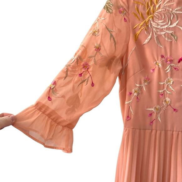 ASOS Embroidered Midi Dress | Blush Pink | Size 6 - Picture 4 of 5